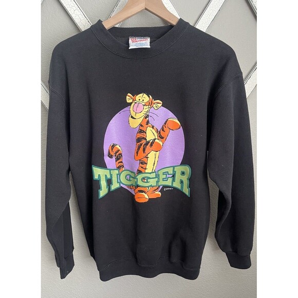 Vintage Hanes Heavyweight size M TIGGER Sweatshirt USA Winnie the Pooh - Black - Picture 1 of 7
